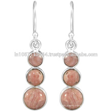 Natural Rhodochrosite Gemstone & 925 Sterling Silver Dangle Earrings Wedding Jewelry